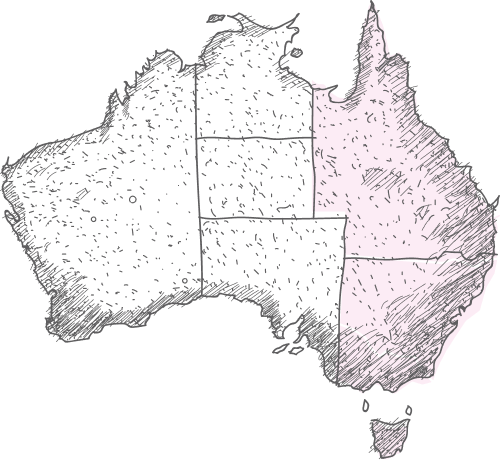 Map of Australia showing our east coast delivery area