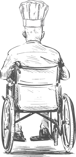 Illustration of a chef in a wheelchair